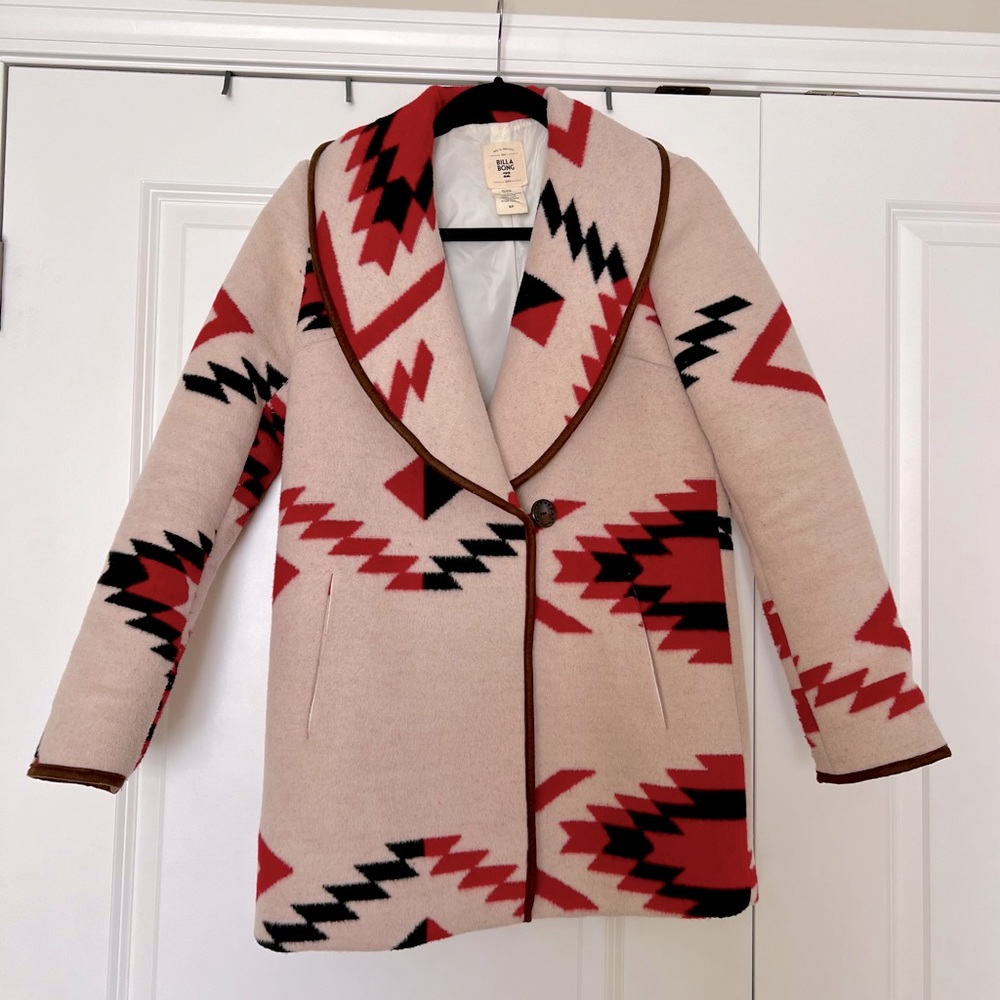 Billabong Wool-Blend Coat Size Small